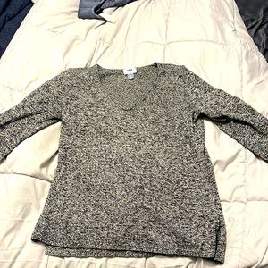 Black White and Grey Knit V-Neck Sweater